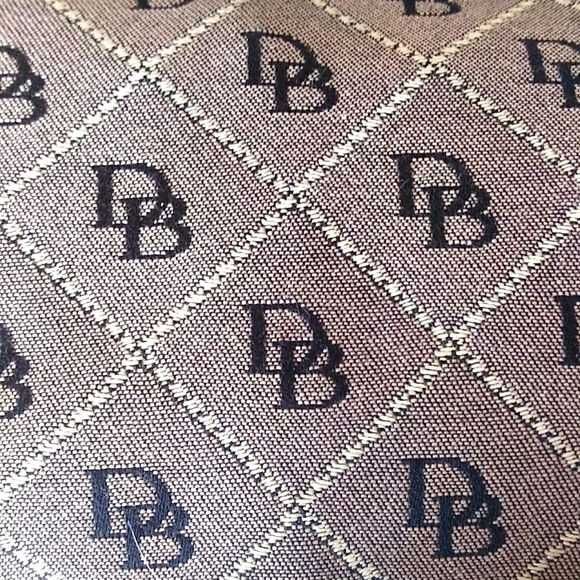 Dooney & Bourke DB Triangle Quilt Pattern Canvas & Leather Small Baguette. - Picture 7 of 11